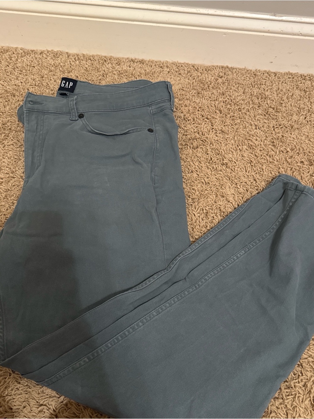 GAP Casual Straight Pants in Slate Blue-Green